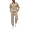 COOFANDY Men’s Tracksuit 2 Piece Quarter Zip Sweatsuit Workout Jogging Set | Soft plaid jacquard fabric, 1/4 zip jacket & jogger set, kangaroo pocket, drawstring waist; ideal for sports & gifts(Khaki-01)