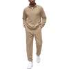 COOFANDY Men’s Tracksuit 2 Piece Quarter Zip Sweatsuit Workout Jogging Set | Soft plaid jacquard fabric, 1/4 zip jacket & jogger set, kangaroo pocket, drawstring waist; ideal for sports & gifts(Khaki)