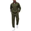 COOFANDY Men’s Tracksuit 2 Piece Quarter Zip Sweatsuit Workout Jogging Set | Soft plaid jacquard fabric, 1/4 zip jacket & jogger set, kangaroo pocket, drawstring waist; ideal for sports & gifts(Army Green)