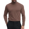 COOFANDY Mens Turtleneck Shirts Slim Fit Shirt Tops Lightweight Pullover Basic Sweater Casual Long Sleeve Shirt(Gray Brown)