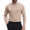 COOFANDY Mens Turtleneck Shirts Slim Fit Shirt Tops Lightweight Pullover Basic Sweater Casual Long Sleeve Shirt(Khaki)
