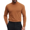 COOFANDY Mens Turtleneck Shirts Slim Fit Shirt Tops Lightweight Pullover Basic Sweater Casual Long Sleeve Shirt(Light Brown)