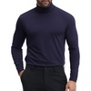 COOFANDY Mens Turtleneck Shirts Slim Fit Shirt Tops Lightweight Pullover Basic Sweater Casual Long Sleeve Shirt(Navy Blue)