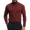 COOFANDY Mens Turtleneck Shirts Slim Fit Shirt Tops Lightweight Pullover Basic Sweater Casual Long Sleeve Shirt(Wine Red)