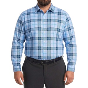 COOFANDY Big and Tall Mens Dress Shirt Wrinkle Free Button Down Shirt | XL Big-6XL Big Tall, Long Sleeve Shirts, Stretch Collared Shirts, Lightweight, For Work/Office/Business/Meetings/Wedding(Light Blue Plaid)