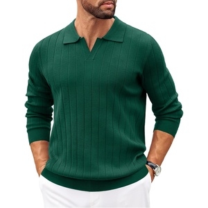 COOFANDY Mens Sweaters Long Sleeve Polos V Neck Casual Pullover Sweater | Knitted Sweater, Soft And Stretch, Regular Fit, Business Work, Fall Fashion 2026(Dark Green)