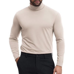 COOFANDY Mens Turtleneck Shirts Slim Fit Shirt Tops Lightweight Pullover Basic Sweater Casual Long Sleeve Shirt(Almond)