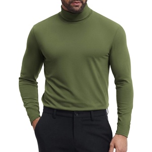 COOFANDY Mens Turtleneck Shirts Slim Fit Shirt Tops Lightweight Pullover Basic Sweater Casual Long Sleeve Shirt(Army Green)