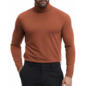COOFANDY Mens Turtleneck Shirts Slim Fit Shirt Tops Lightweight Pullover Basic Sweater Casual Long Sleeve Shirt(Caramel)