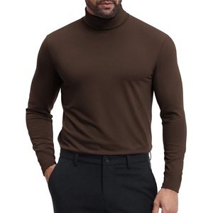 COOFANDY Mens Turtleneck Shirts Slim Fit Shirt Tops Lightweight Pullover Basic Sweater Casual Long Sleeve Shirt(Dark Brown)