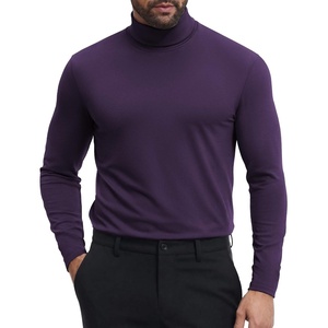 COOFANDY Mens Turtleneck Shirts Slim Fit Shirt Tops Lightweight Pullover Basic Sweater Casual Long Sleeve Shirt(Dark Purple)