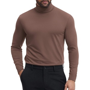 COOFANDY Mens Turtleneck Shirts Slim Fit Shirt Tops Lightweight Pullover Basic Sweater Casual Long Sleeve Shirt(Gray Brown)