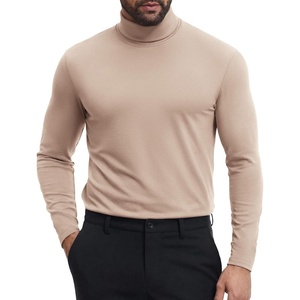 COOFANDY Mens Turtleneck Shirts Slim Fit Shirt Tops Lightweight Pullover Basic Sweater Casual Long Sleeve Shirt(Khaki)