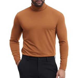 COOFANDY Mens Turtleneck Shirts Slim Fit Shirt Tops Lightweight Pullover Basic Sweater Casual Long Sleeve Shirt(Light Brown)