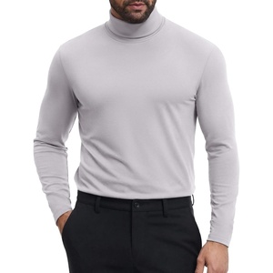 COOFANDY Mens Turtleneck Shirts Slim Fit Shirt Tops Lightweight Pullover Basic Sweater Casual Long Sleeve Shirt(Light Gray)