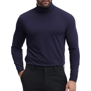 COOFANDY Mens Turtleneck Shirts Slim Fit Shirt Tops Lightweight Pullover Basic Sweater Casual Long Sleeve Shirt(Navy Blue)