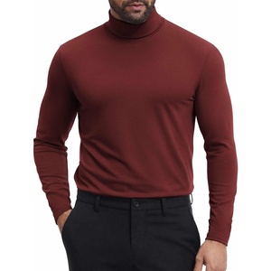 COOFANDY Mens Turtleneck Shirts Slim Fit Shirt Tops Lightweight Pullover Basic Sweater Casual Long Sleeve Shirt(Wine Red)