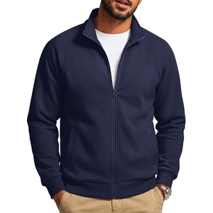 COOFANDY Men’s Zip Up Fleece Lined Sweatshirts Lightweight Sweater Jackets | Long Sleeve Stand Collar Jacket, Raglan Sleeve, Casual Stylish, Soft Comfort, 2026 Fall Fashion Sweatshirt, Winter Warm Coat(Dark Navy)