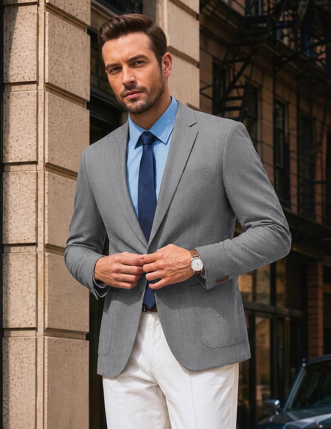 image:imageCOOFANDY Mens Blazer Casual Sport Coats One Button Lightweight Sport Jacket Regular Fit Suit Jackets Wrinkle Free Stretch Blazers Subtle Brushed Fabric Wedding Office Business Daily WearDark Grey