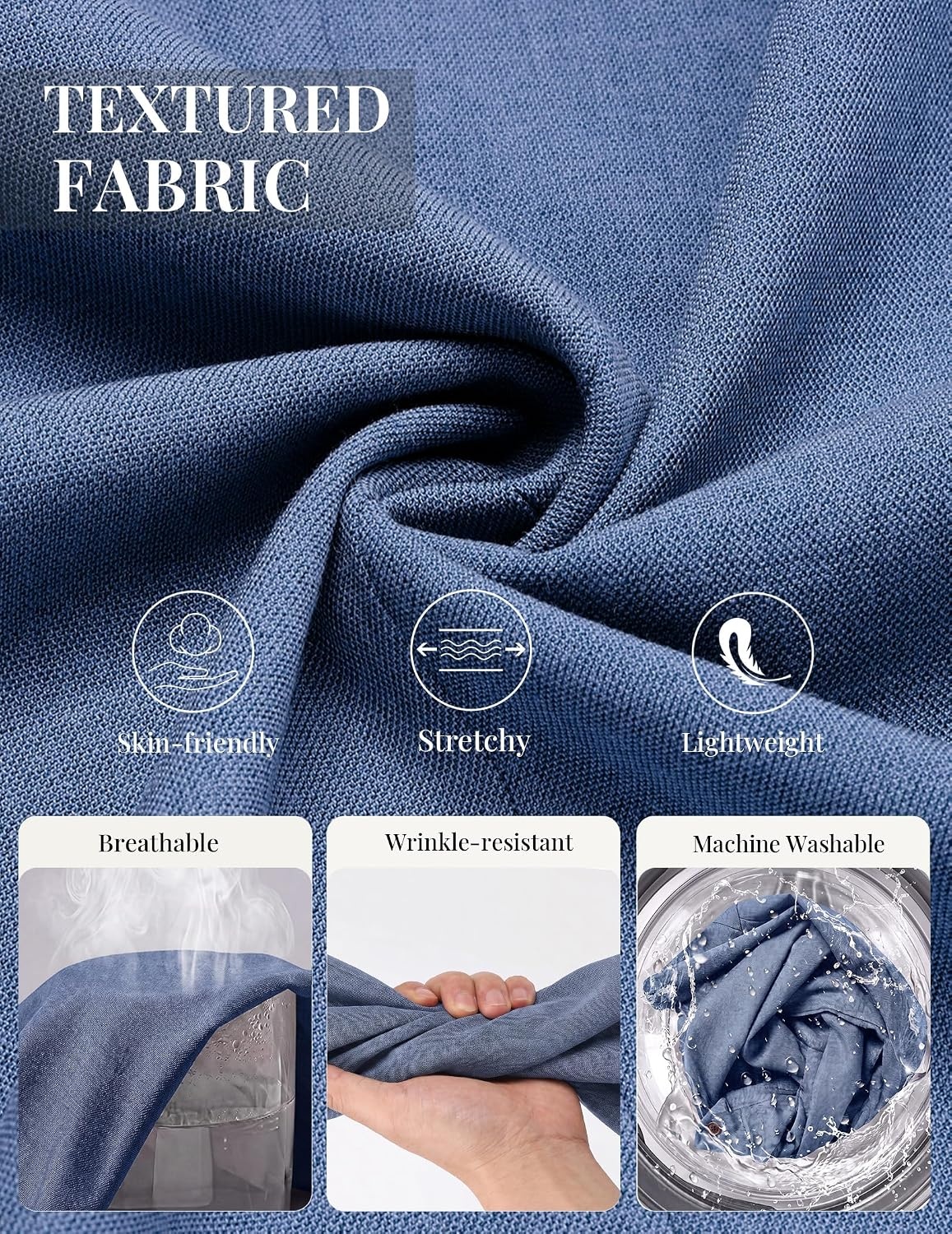image:imageCOOFANDY Mens Blazer Casual Sport Coats One Button Lightweight Sport Jacket Regular Fit Suit Jackets Wrinkle Free Stretch Blazers Subtle Brushed Fabric Wedding Office Business Daily WearBlue
