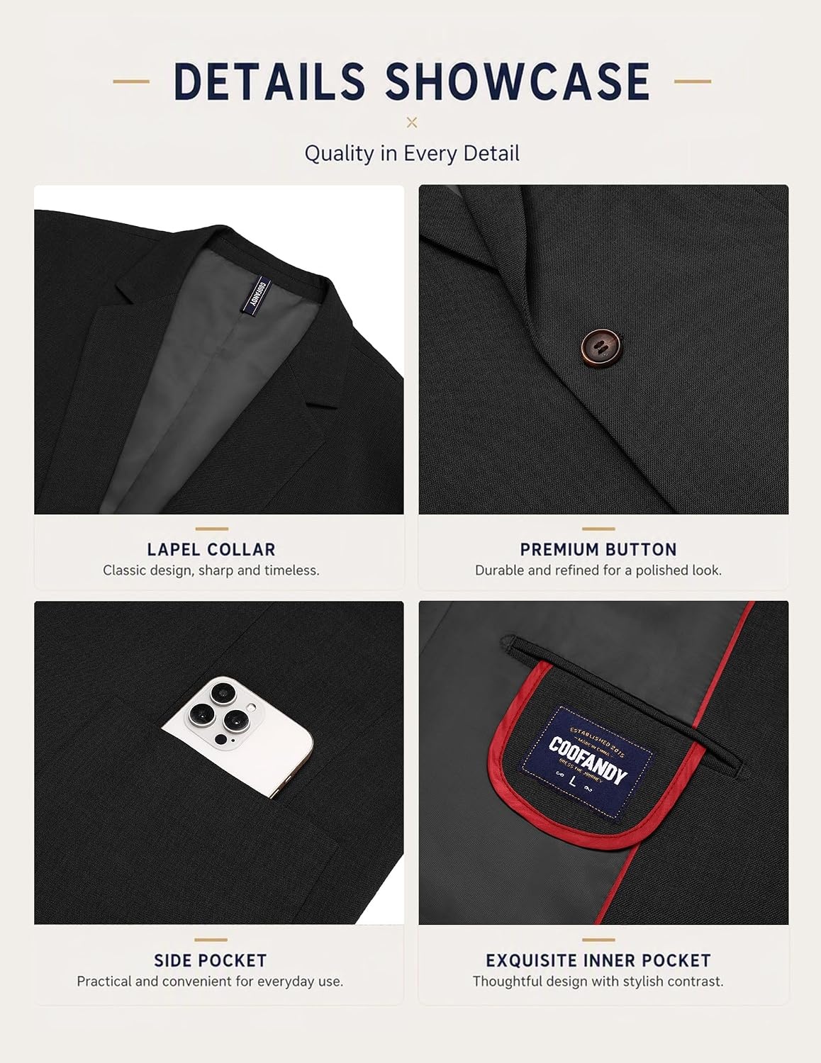 image:imageCOOFANDY Mens Blazer Casual Sport Coats One Button Lightweight Sport Jacket Regular Fit Suit Jackets Wrinkle Free Stretch Blazers Subtle Brushed Fabric Wedding Office Business Daily WearBlack