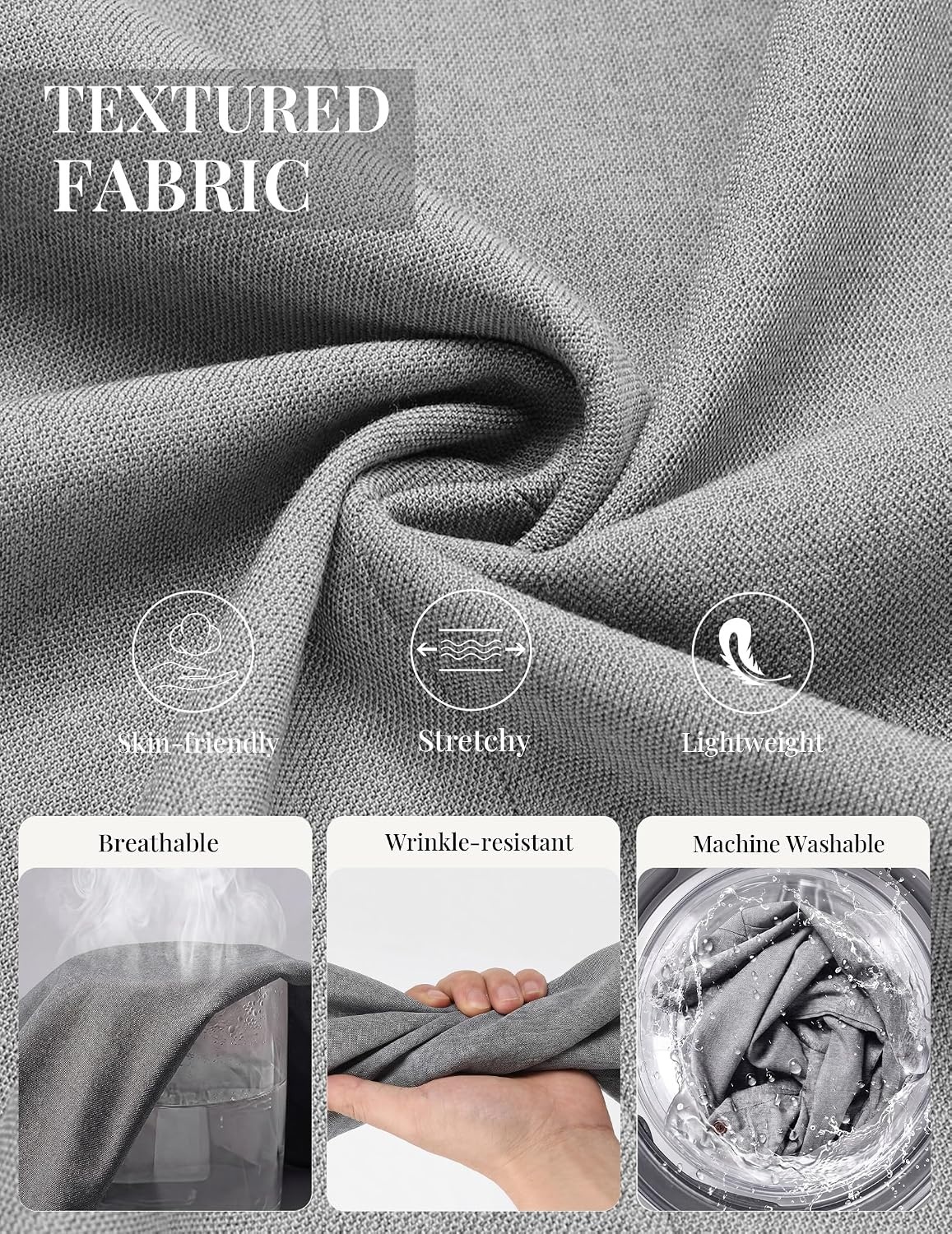 image:imageCOOFANDY Mens Blazer Casual Sport Coats One Button Lightweight Sport Jacket Regular Fit Suit Jackets Wrinkle Free Stretch Blazers Subtle Brushed Fabric Wedding Office Business Daily WearLight Grey