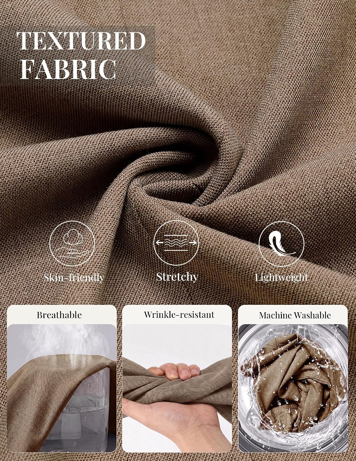 image:imageCOOFANDY Mens Blazer Casual Sport Coats One Button Lightweight Sport Jacket Regular Fit Suit Jackets Wrinkle Free Stretch Blazers Subtle Brushed Fabric Wedding Office Business Daily WearBrown