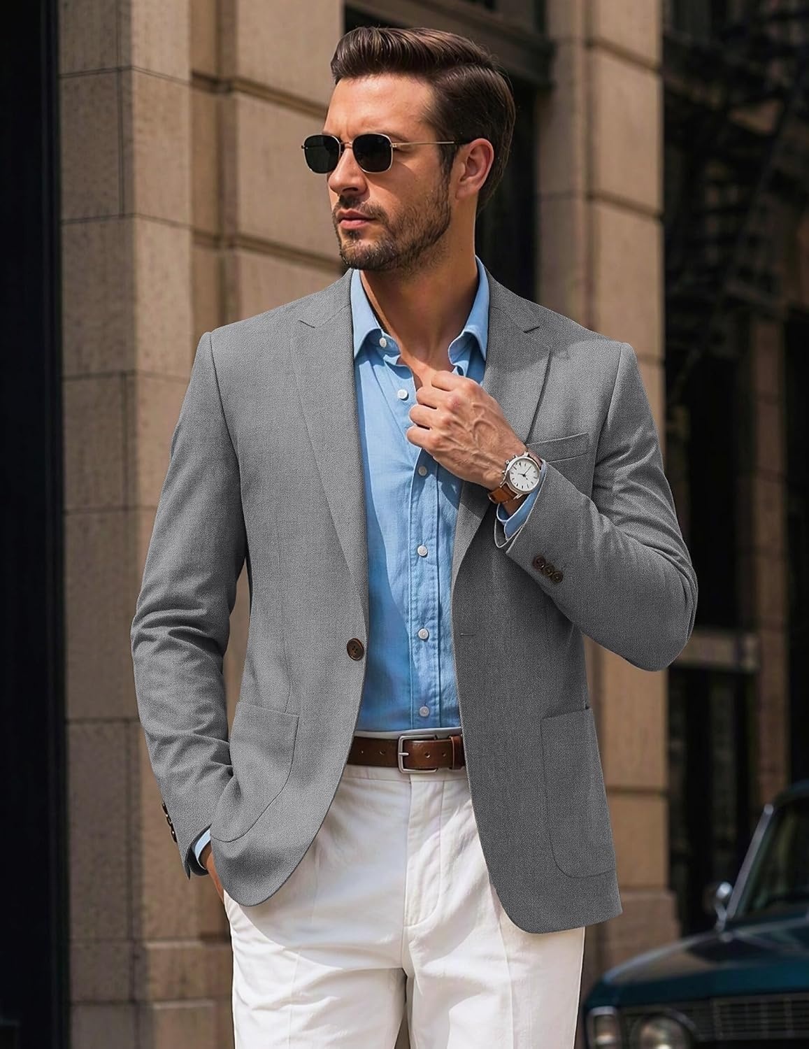 image:imageCOOFANDY Mens Blazer Casual Sport Coats One Button Lightweight Sport Jacket Regular Fit Suit Jackets Wrinkle Free Stretch Blazers Subtle Brushed Fabric Wedding Office Business Daily WearDark Grey