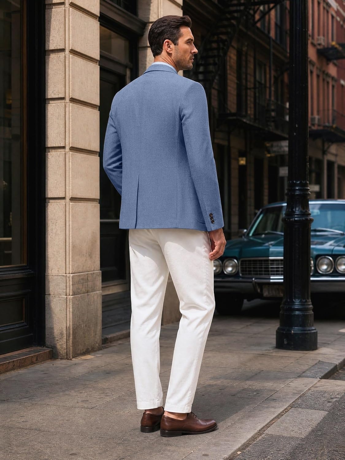 image:imageCOOFANDY Mens Blazer Casual Sport Coats One Button Lightweight Sport Jacket Regular Fit Suit Jackets Wrinkle Free Stretch Blazers Subtle Brushed Fabric Wedding Office Business Daily WearBlue