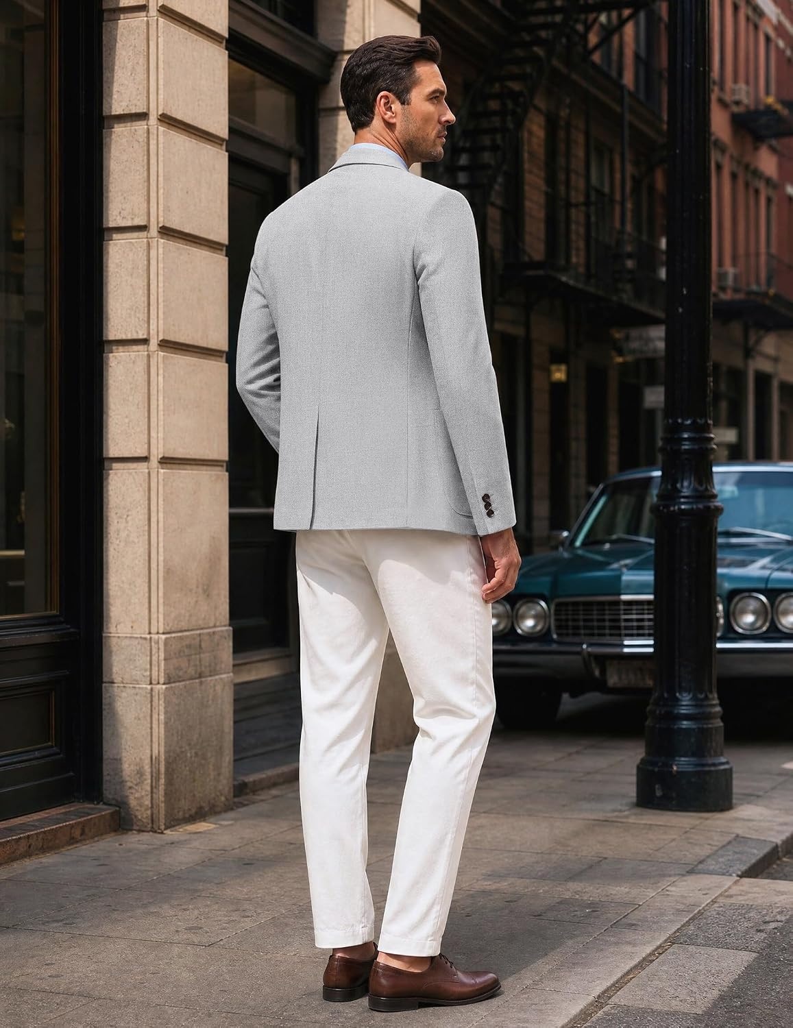 image:imageCOOFANDY Mens Blazer Casual Sport Coats One Button Lightweight Sport Jacket Regular Fit Suit Jackets Wrinkle Free Stretch Blazers Subtle Brushed Fabric Wedding Office Business Daily WearLight Grey