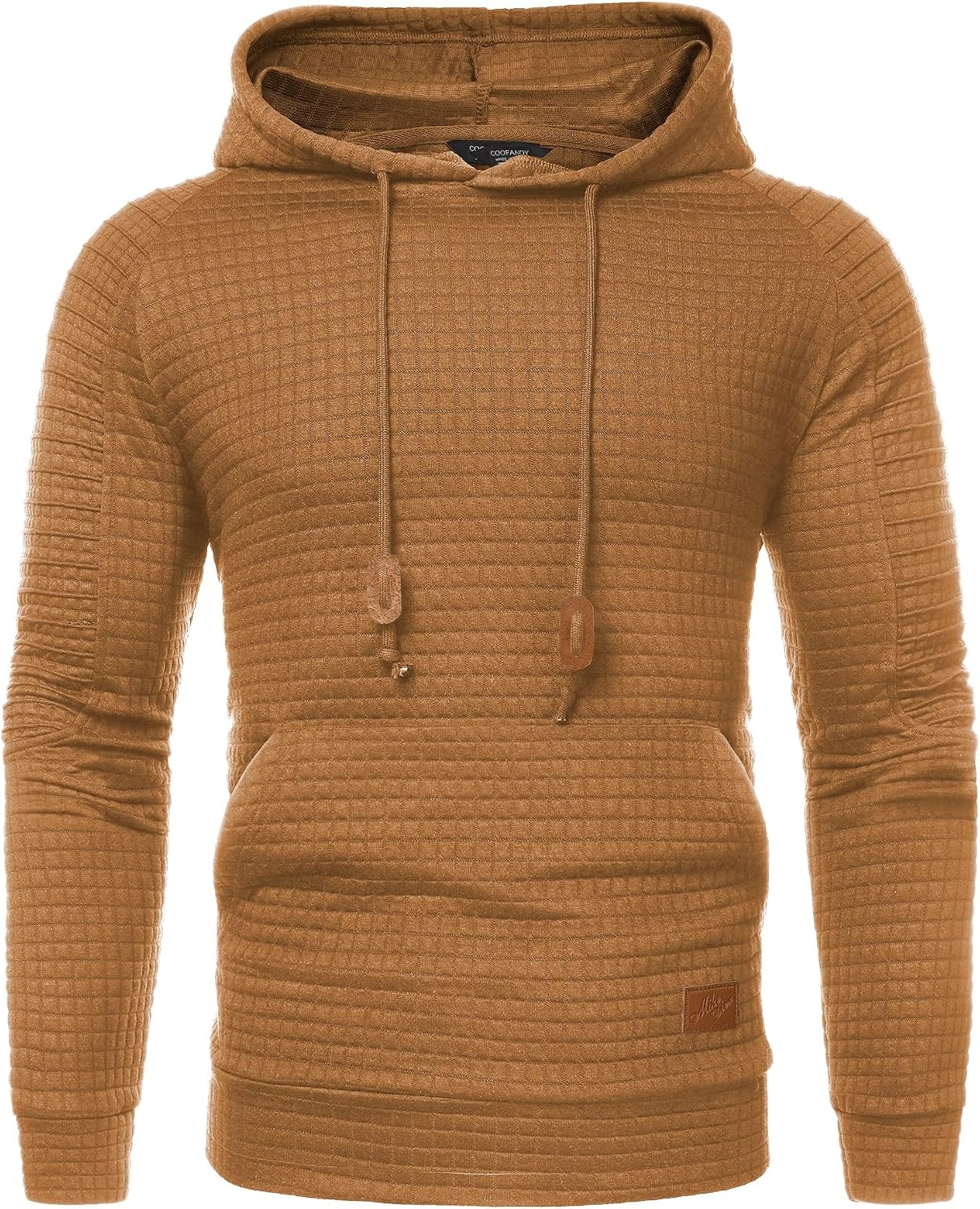 image:imageCOOFANDY Mens Hoodies Pullover Casaul Long Sleeve Drawstring Waffle Knit Hooded Sweatshirt with Kanga PocketDark Yellow
