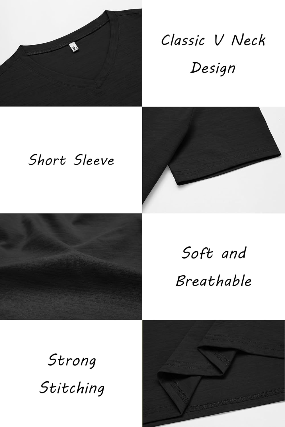image:imageCOOFANDY Mens T Shirts Short Sleeve Classic V Neck Casual Summer Basic Tee Textured Classic Plain Shirts Soft Lightweight Breathable T Shirt Daily Use Office Going Out Top for MenYblackBlackBlack3 Pack