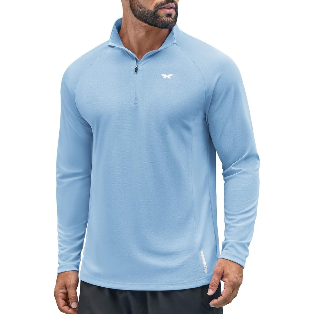 image:imageCOOFANDY Quarter Zip Pullover Athletic Running Shirts Quick Dry Lightweight Tennis GymLight Blue
