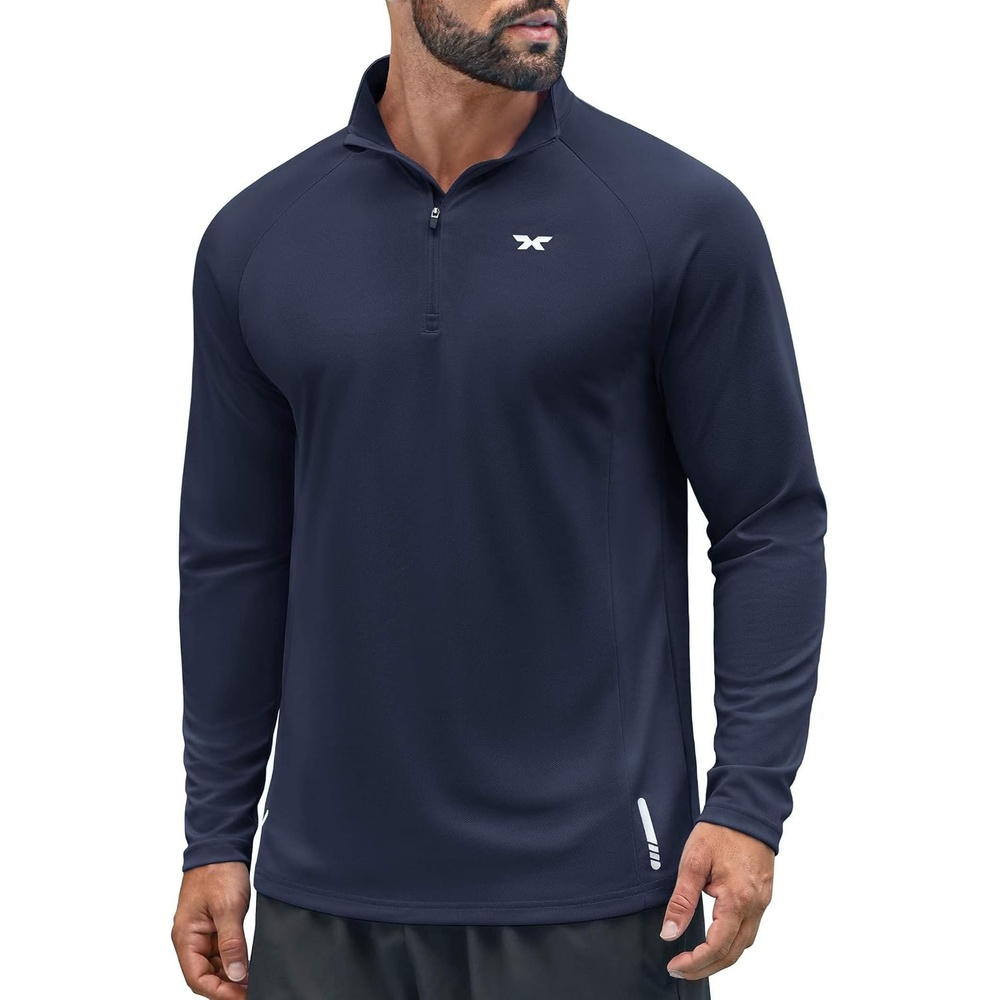 image:imageCOOFANDY Quarter Zip Pullover Athletic Running Shirts Quick Dry Lightweight Tennis GymNavy Blue