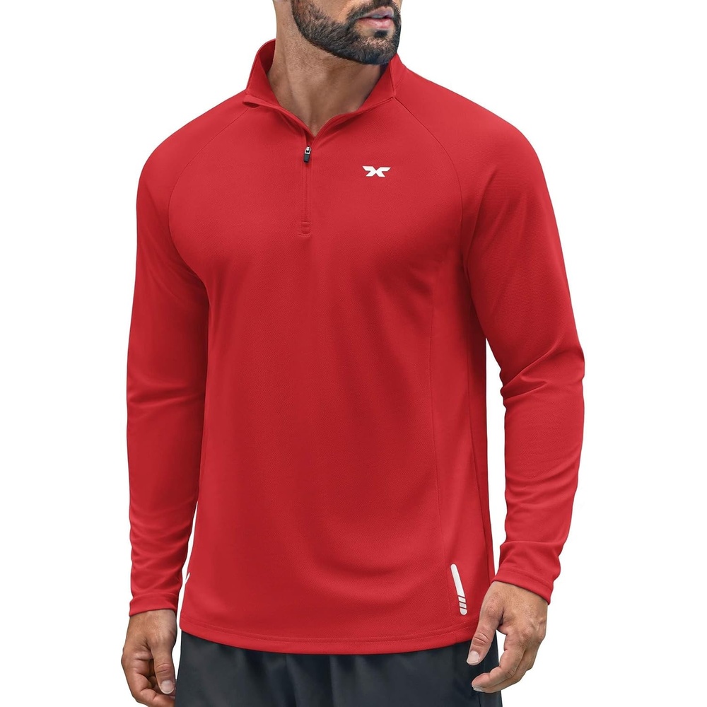 image:imageCOOFANDY Quarter Zip Pullover Athletic Running Shirts Quick Dry Lightweight Tennis GymRed