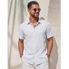 COOFANDY Mens Casual Button Down Shirt Short Sleeve Summer Beach Shirts | Lightweight Soft Fabric,Textured Linen Shirt,Regular Fit,Casual Shirts,Vacation Resort Wear,Wedding,Machine Wash(White)