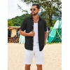 COOFANDY Mens Casual Button Down Shirt Short Sleeve Summer Beach Shirts | Lightweight Soft Fabric,Textured Linen Shirt,Regular Fit,Casual Shirts,Vacation Resort Wear,Wedding,Machine Wash(Black)