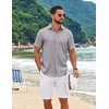 COOFANDY Mens Casual Button Down Shirt Short Sleeve Summer Beach Shirts | Lightweight Soft Fabric,Textured Linen Shirt,Regular Fit,Casual Shirts,Vacation Resort Wear,Wedding,Machine Wash(Light Gray)