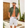 COOFANDY Mens Casual Button Down Shirt Short Sleeve Summer Beach Shirts | Lightweight Soft Fabric,Textured Linen Shirt,Regular Fit,Casual Shirts,Vacation Resort Wear,Wedding,Machine Wash(Olive Green)