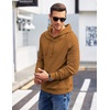 COOFANDY Mens Hoodies Pullover Casaul Long Sleeve Drawstring Waffle Knit Hooded Sweatshirt with Kanga Pocket(Dark Yellow)