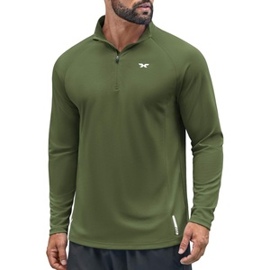 COOFANDY Quarter Zip Pullover Athletic Running Shirts Quick Dry Lightweight Tennis Gym(Army Green)