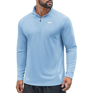 COOFANDY Quarter Zip Pullover Athletic Running Shirts Quick Dry Lightweight Tennis Gym(Light Blue)
