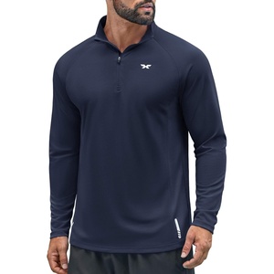 COOFANDY Quarter Zip Pullover Athletic Running Shirts Quick Dry Lightweight Tennis Gym(Navy Blue)
