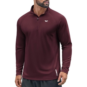COOFANDY Quarter Zip Pullover Athletic Running Shirts Quick Dry Lightweight Tennis Gym(Wine Red)