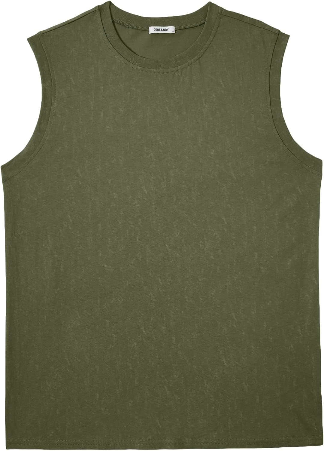image:imageCOOFANDY Men Cotton Sleeveless Tank Top Muscle T Shirts Casual Beach Tank Khaki Breathable Washed Running Tee ShirtArmy Green