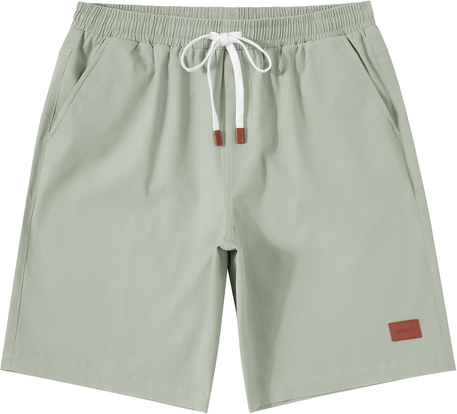 image:imageCOOFANDY Mens Cotton Chino Shorts 9 Inch Casual Shorts Summer Beach Shorts Stretch Twill ComfortElastic Waist with LeatherTipped Drawstring4 PocketsRelaxed FitEasy Movement for Active DaysSage Green