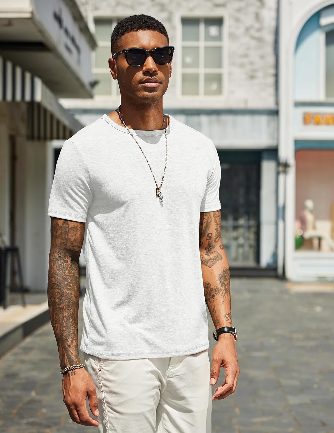 image:imageCOOFANDY Mens T Shirts Short Sleeve Soft Crew Neck Casual Basic Tee Shirts Lightweight breathable fabric basic crewneck design easy to layer or match great for daily wear gifts amp vacationAwhite