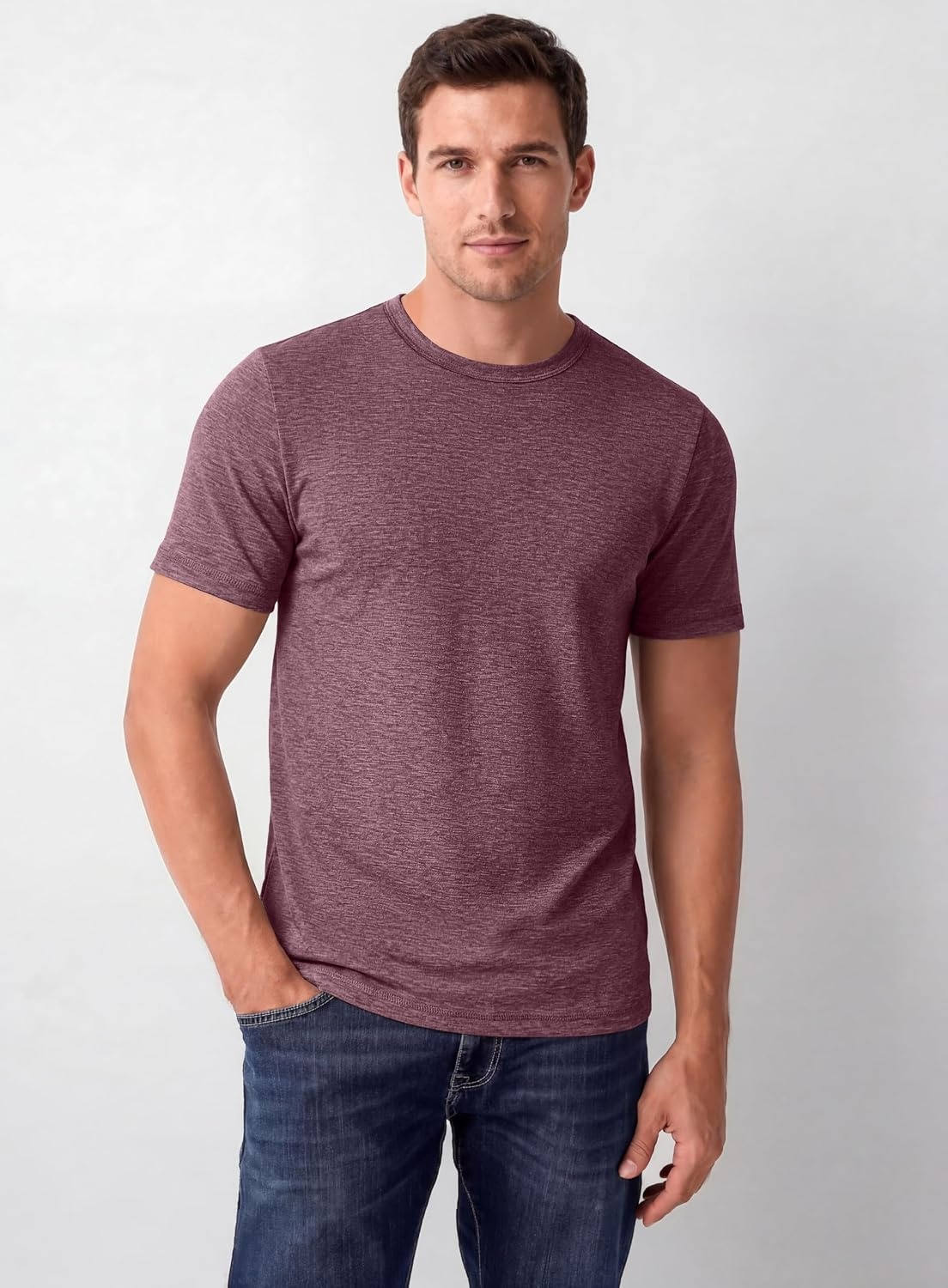 image:imageCOOFANDY Mens T Shirts Short Sleeve Soft Crew Neck Casual Basic Tee Shirts Lightweight breathable fabric basic crewneck design easy to layer or match great for daily wear gifts amp vacationWine Red
