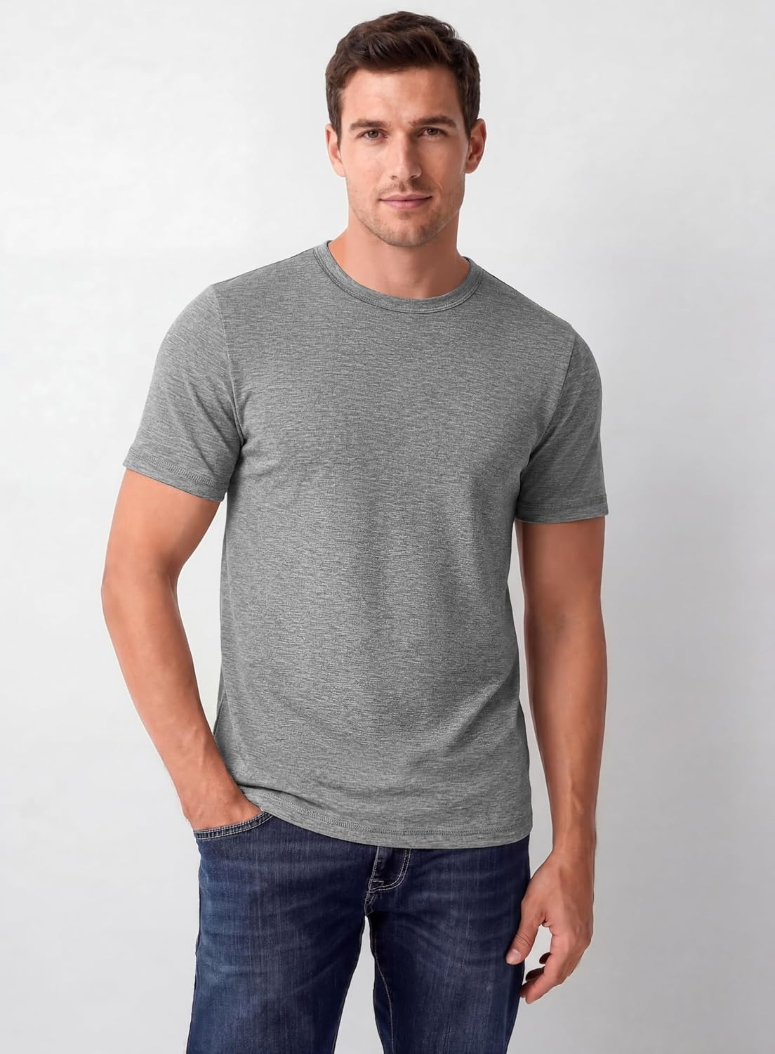 image:imageCOOFANDY Mens T Shirts Short Sleeve Soft Crew Neck Casual Basic Tee Shirts Lightweight breathable fabric basic crewneck design easy to layer or match great for daily wear gifts amp vacationGrey