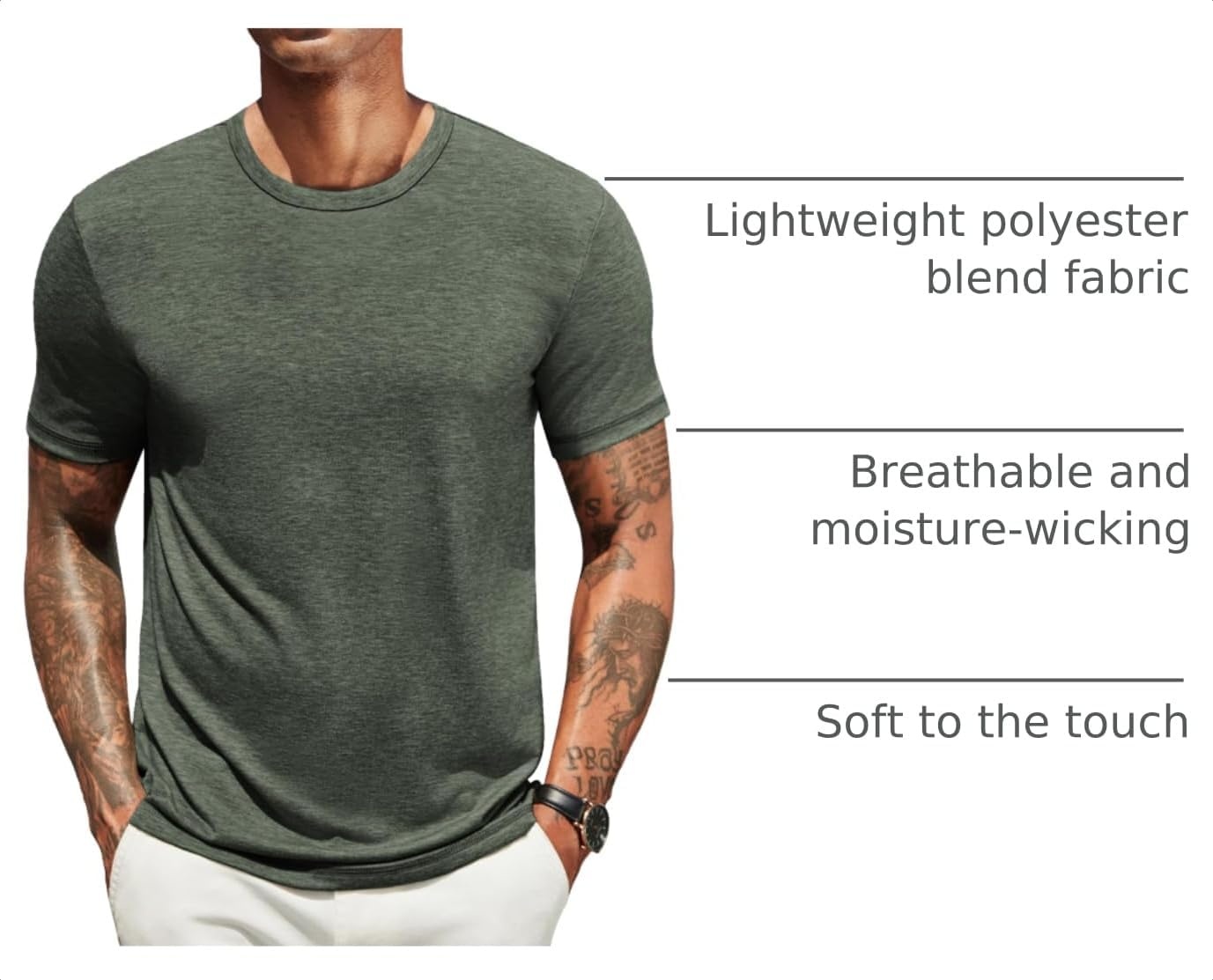 image:imageCOOFANDY Mens T Shirts Short Sleeve Soft Crew Neck Casual Basic Tee Shirts Lightweight breathable fabric basic crewneck design easy to layer or match great for daily wear gifts amp vacationArmy Green